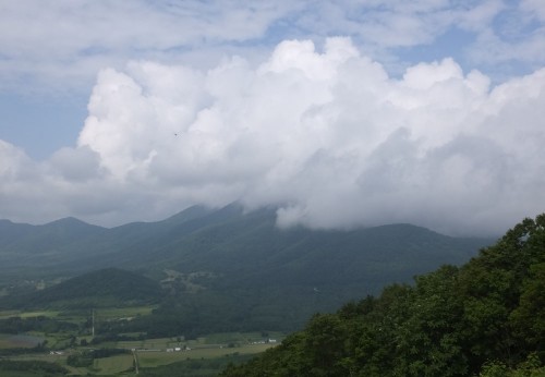 朝一から大黒山、キロロ方面には背の高い雲が湧いています。